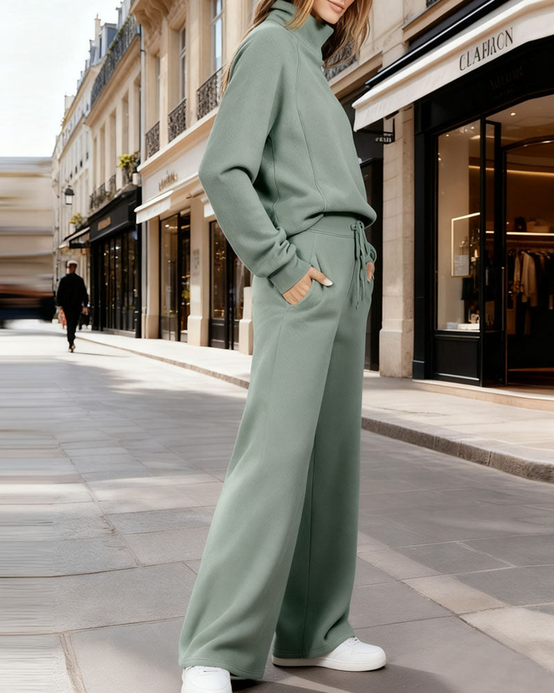 Casual Stand Collar Sweatshirt Pants Set