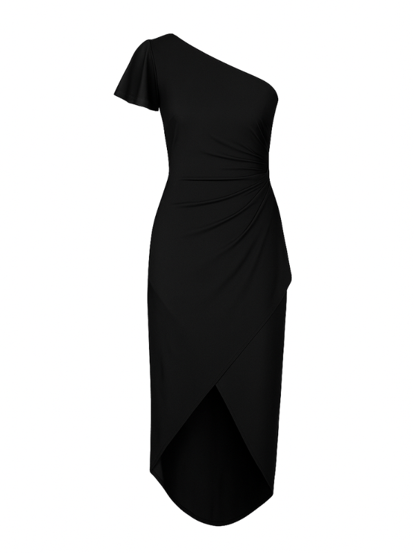 Alice - Ruffle Trim One Shoulder Dress