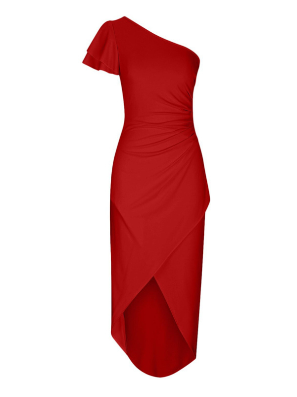 Alice - Ruffle Trim One Shoulder Dress