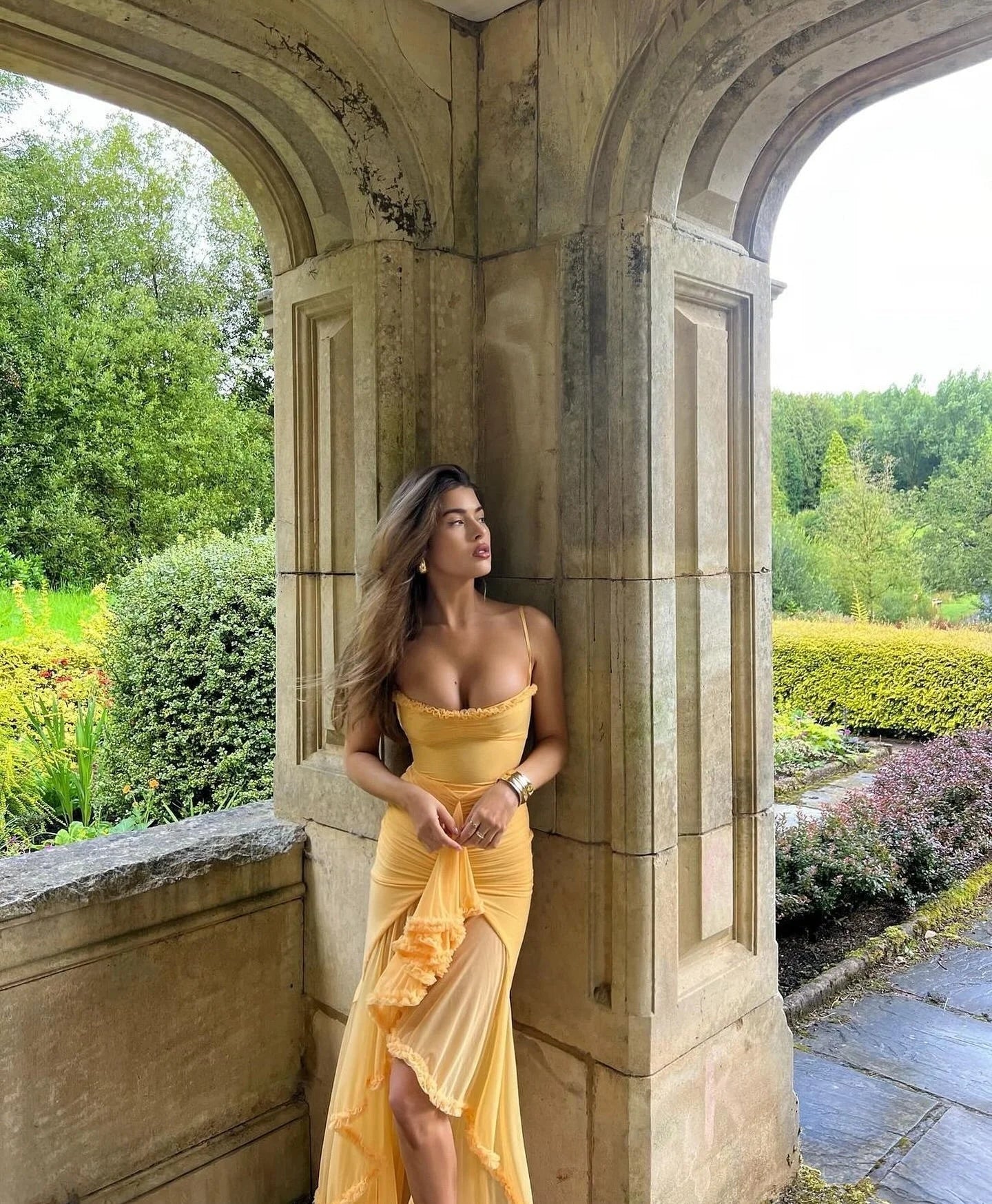 Alexis - Women’s Fitted Midi Dress with Ruffled Details