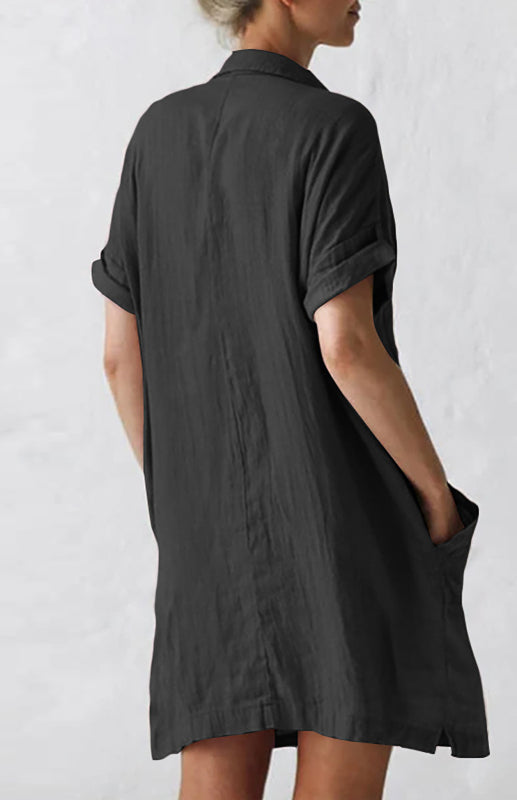 Jillian - Button-Down Shirt Dress with Lapel Collar and Pockets (Plus Size Available)