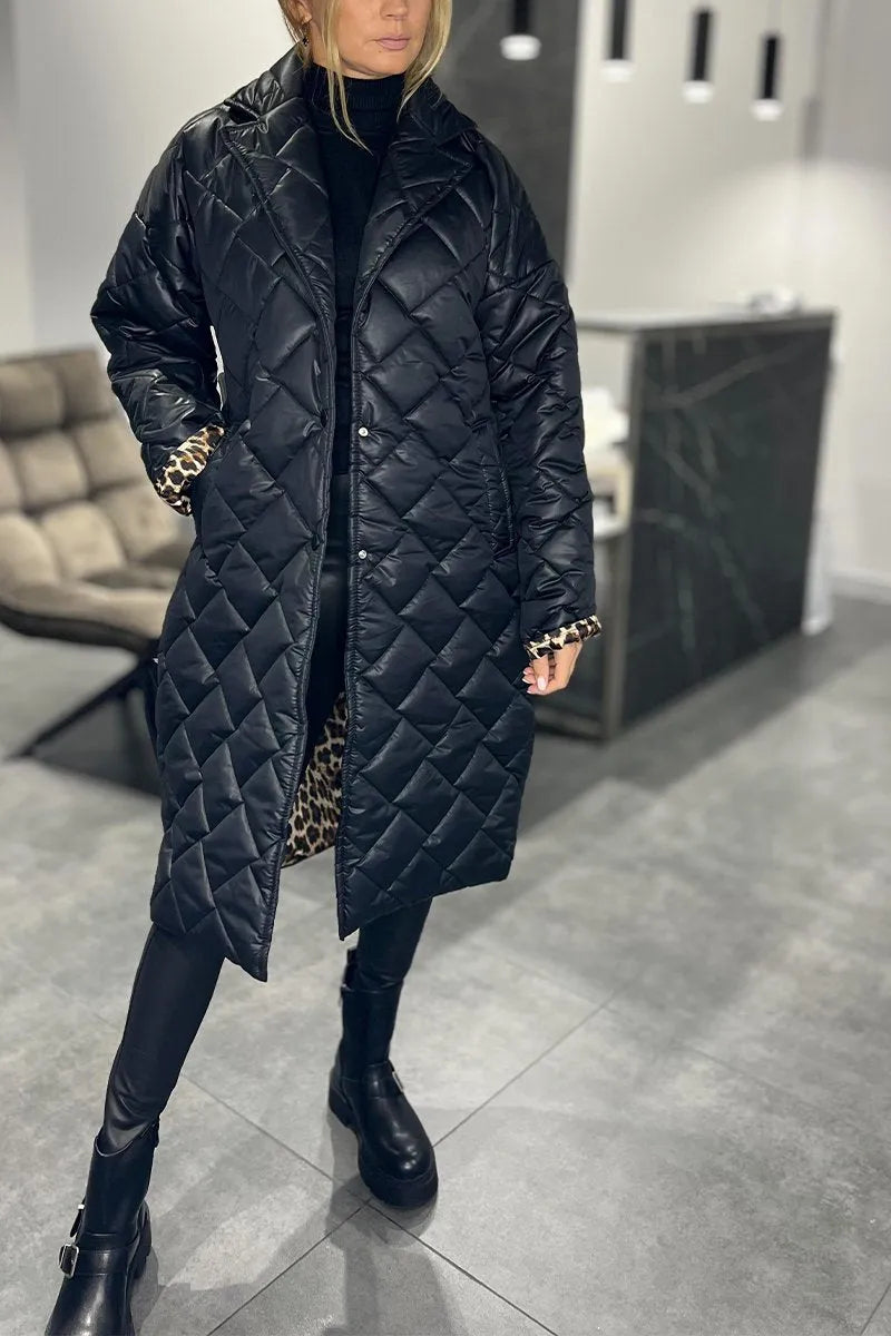 Ofira | Reversible Quilted Coat with Leopard Lining