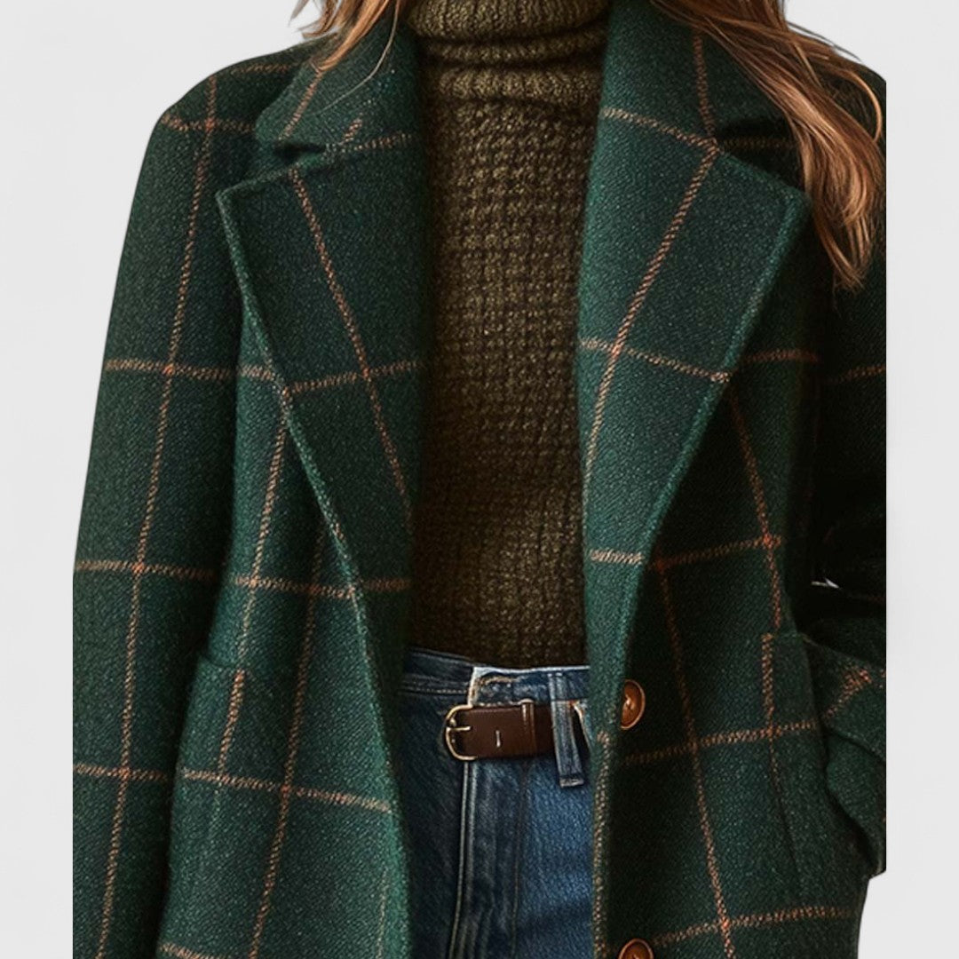Fiona – Timeless Wool Check Coat for Everyday Comfort
