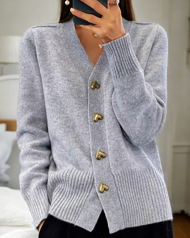 Boutique Eliza™ | Elegant Heart Button Cardigan